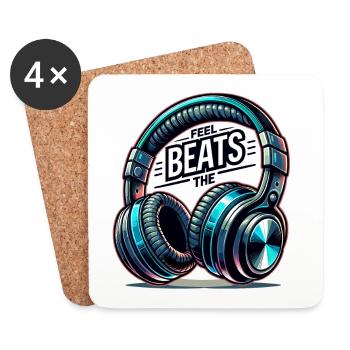 Feel the Beats - Headphones Illustration - Coasters (set of 4) - white - Front