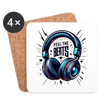 Feel the Beats - Headphones Illustration - Coasters (set of 4) - white - Front