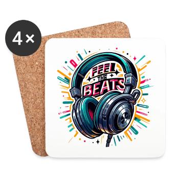 Feel the Beats - Headphones Illustration - Coasters (set of 4) - white - Front