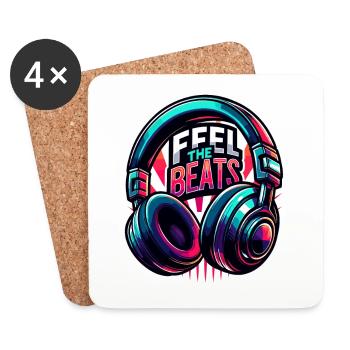 Feel the Beats - Headphones Illustration - Coasters (set of 4) - white - Front