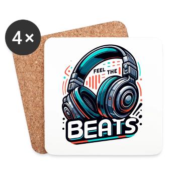 Feel the Beats - Headphones Illustration - Coasters (set of 4) - white - Front