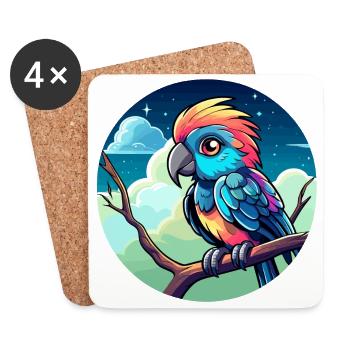 Papagei Vogel Illustration - Untersetzer (4er-Set) - Weiß - Vorne