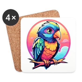 Papagei Vogel Illustration - Untersetzer (4er-Set) - Weiß - Vorne