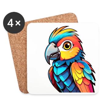 Papagei Vogel Illustration - Untersetzer (4er-Set) - Weiß - Vorne