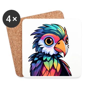Papagei Vogel Illustration - Untersetzer (4er-Set) - Weiß - Vorne