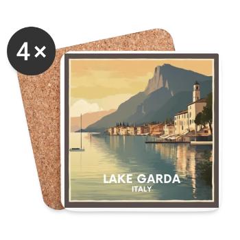 Affiche Vintage Lac de Garde Italie - Dessous de verre (lot de 4) - blanc - Devant