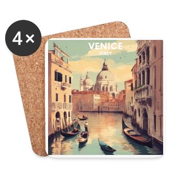 Vintage Poster Italy Venice - Coasters (set of 4) - white - Front