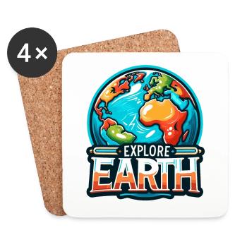 Explore Earth - Erde Illustration - Untersetzer (4er-Set) - Weiß - Vorne