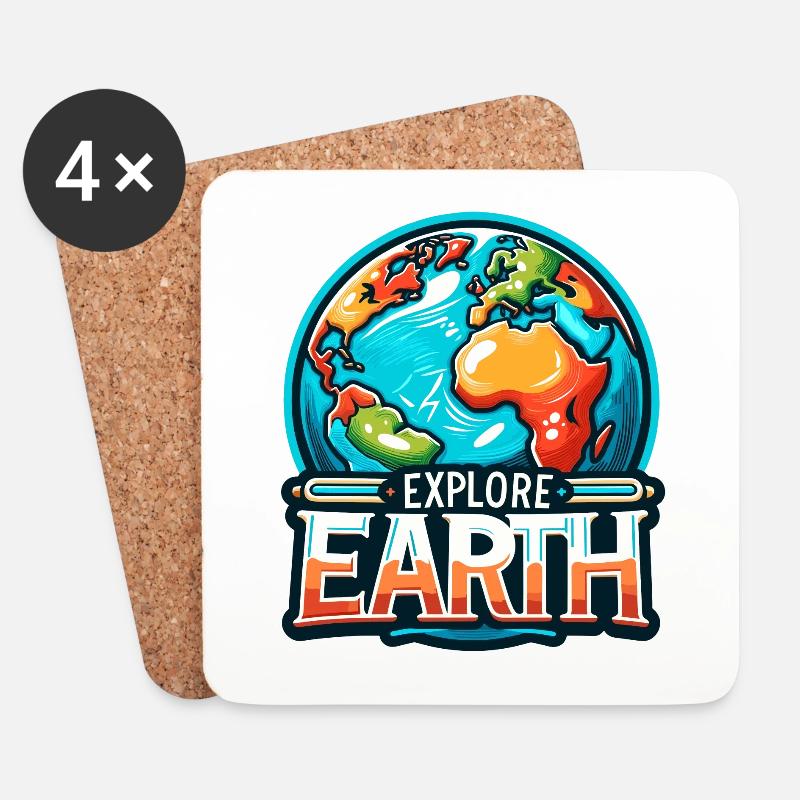 Explore Earth - Erde Illustration - Untersetzer (4er-Set) - Weiß
