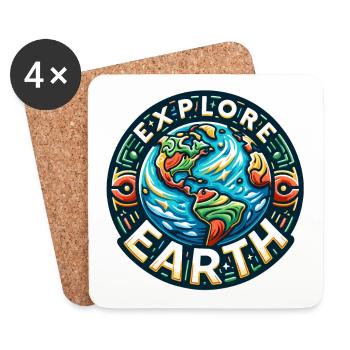Explore Earth - Erde Illustration - Untersetzer (4er-Set) - Weiß - Vorne