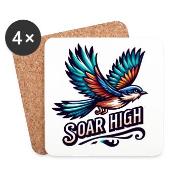 Soar High - bird illustration - Coasters (set of 4) - white - Front