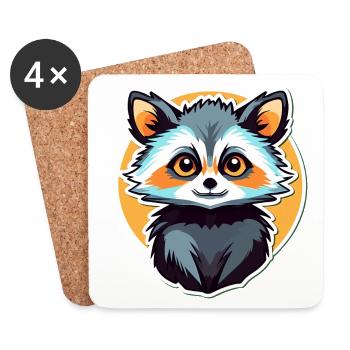 Raccoon Illustration - Coasters (set of 4) - white - Front