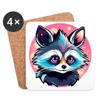 Raccoon Illustration - Coasters (set of 4) - white - Front