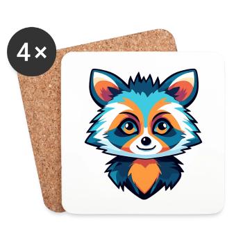 Raccoon Illustration - Coasters (set of 4) - white - Front