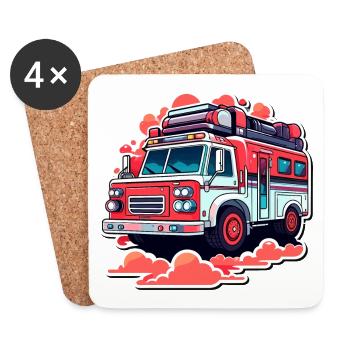 Fire truck illustration - Coasters (set of 4) - white - Front