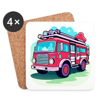 Fire truck illustration - Coasters (set of 4) - white - Front
