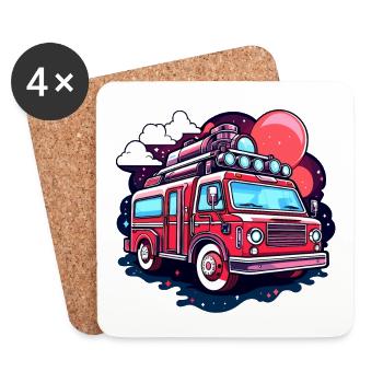 Fire Truck Illustration - Coasters (set of 4) - white - Front