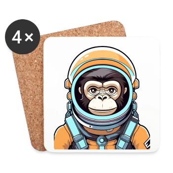 Affe Astronaut Illustration - Untersetzer (4er-Set) - Weiß - Vorne