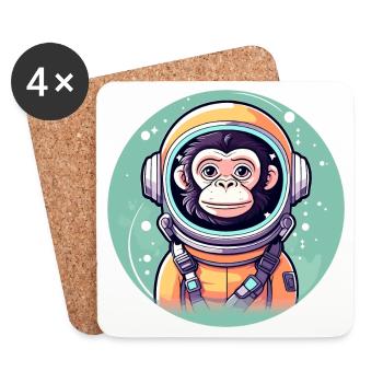 Affe Astronaut Illustration - Untersetzer (4er-Set) - Weiß - Vorne