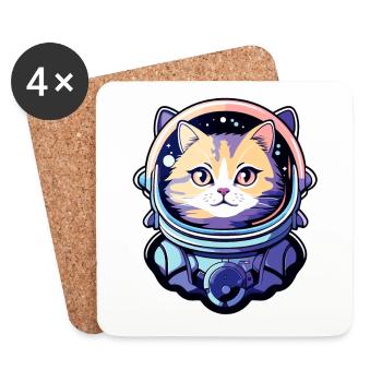 Katze Astronaut Illustration - Untersetzer (4er-Set) - Weiß - Vorne