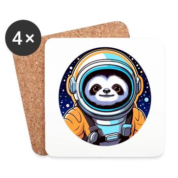 Sloth Astronaut Illustration - Coasters (set of 4) - white - Front