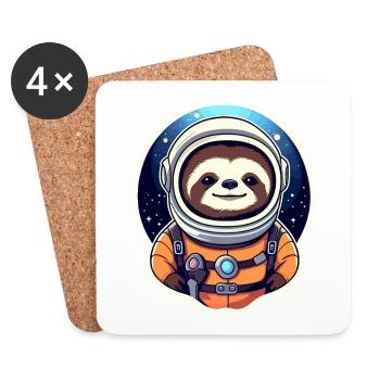 Sloth Astronaut Illustration - Coasters (set of 4) - white - Front