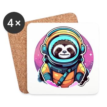 Sloth Astronaut Illustration - Coasters (set of 4) - white - Front