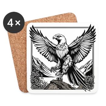 Adler Illustration - Untersetzer (4er-Set) - Weiß - Vorne