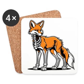 Fuchs Skelett Illustration - Untersetzer (4er-Set) - Weiß - Vorne