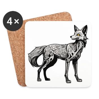 Fuchs Skelett Illustration - Untersetzer (4er-Set) - Weiß - Vorne