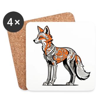 Fuchs Skelett Illustration - Untersetzer (4er-Set) - Weiß - Vorne