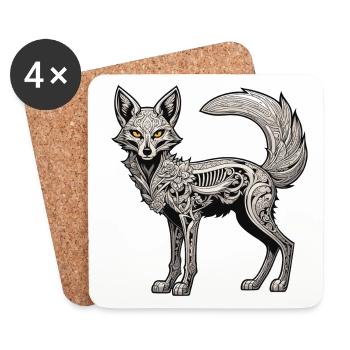 Fuchs Skelett Illustration - Untersetzer (4er-Set) - Weiß - Vorne