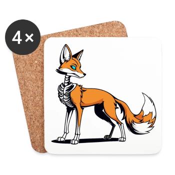 Fuchs Skelett Illustration - Untersetzer (4er-Set) - Weiß - Vorne