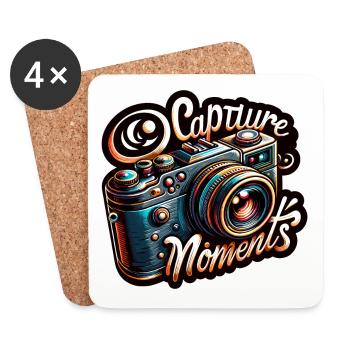 Capture Moments - Camera Illustration - Coasters (set of 4) - white - Front