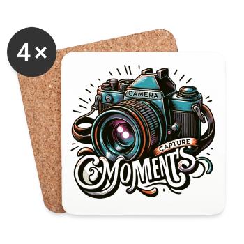Capture Moments - Camera Illustration - Coasters (set of 4) - white - Front