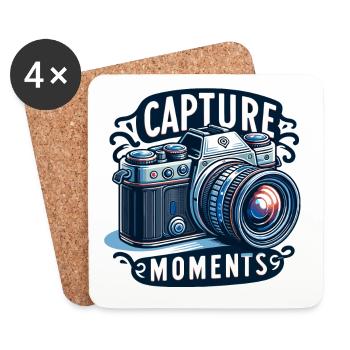 Capture Moments - Camera Illustration - Coasters (set of 4) - white - Front