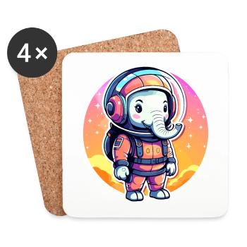 Elefant Astronaut Illustration - Untersetzer (4er-Set) - Weiß - Vorne
