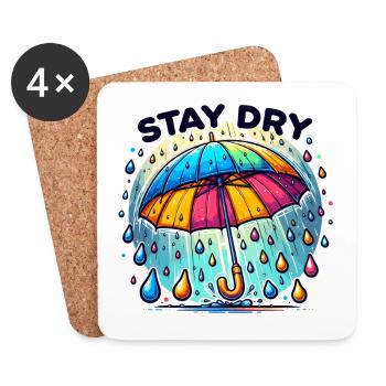 Restez au sec - Illustration de parapluie - Dessous de verre (lot de 4) - blanc - Devant