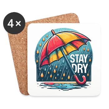 Restez au sec - Illustration de parapluie - Dessous de verre (lot de 4) - blanc - Devant
