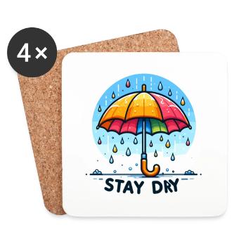 Stay Dry - Umbrella Illustration - Coasters (set of 4) - white - Front