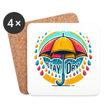Restez au sec - Illustration de parapluie - Dessous de verre (lot de 4) - blanc - Devant