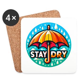 Restez au sec - Illustration de parapluie - Dessous de verre (lot de 4) - blanc - Devant