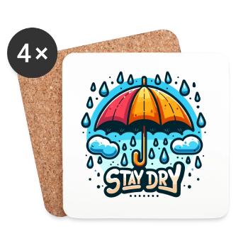 Restez au sec - Illustration de parapluie - Dessous de verre (lot de 4) - blanc - Devant