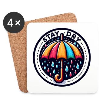 Restez au sec - Illustration de parapluie - Dessous de verre (lot de 4) - blanc - Devant