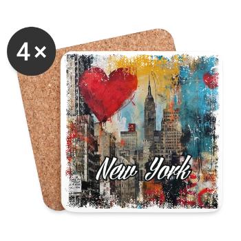 New York, retro, vintage - Valentine's Day - Coasters (set of 4) - white - Front