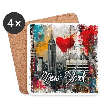 New York, retro, vintage - Valentine's Day - Coasters (set of 4) - white - Front
