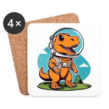 Dinosaurier Astronaut Illustration - Untersetzer (4er-Set) - Weiß - Vorne