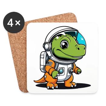 Dinosaurier Astronaut Illustration - Untersetzer (4er-Set) - Weiß - Vorne