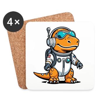Dinosaurier Astronaut Illustration - Untersetzer (4er-Set) - Weiß - Vorne