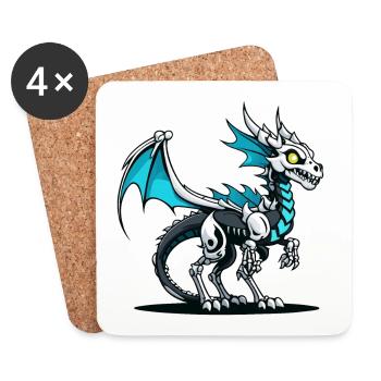 Cute Dragon Skeleton Illustration - Coasters (set of 4) - white - Front